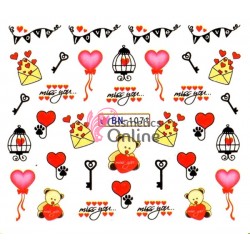 Stickere cu Apa pentru unghii cod BN1071 - Valentines Day